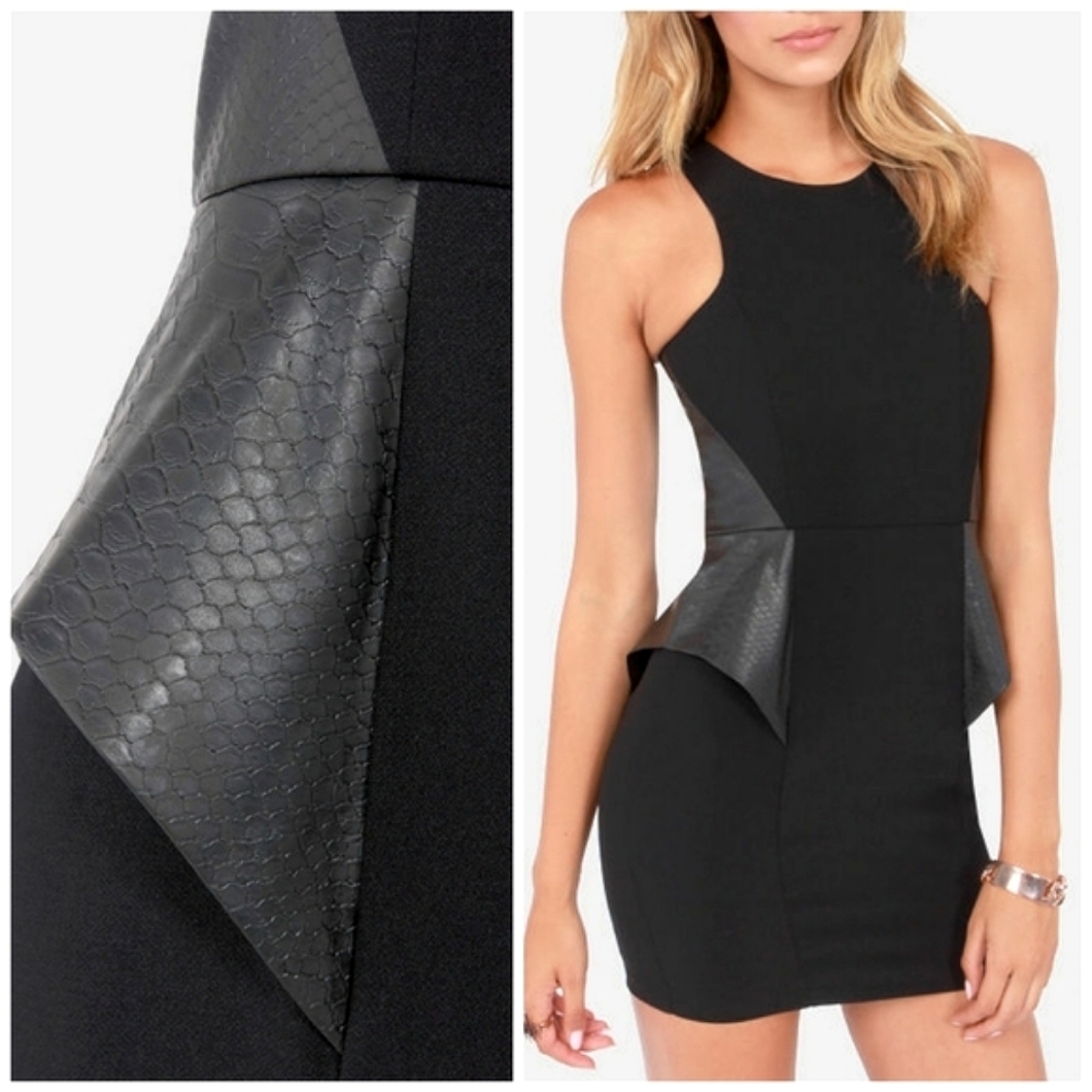 Lulus Stay Out Later Alligator Black Vegan Leather Sleeveless Mini Dress